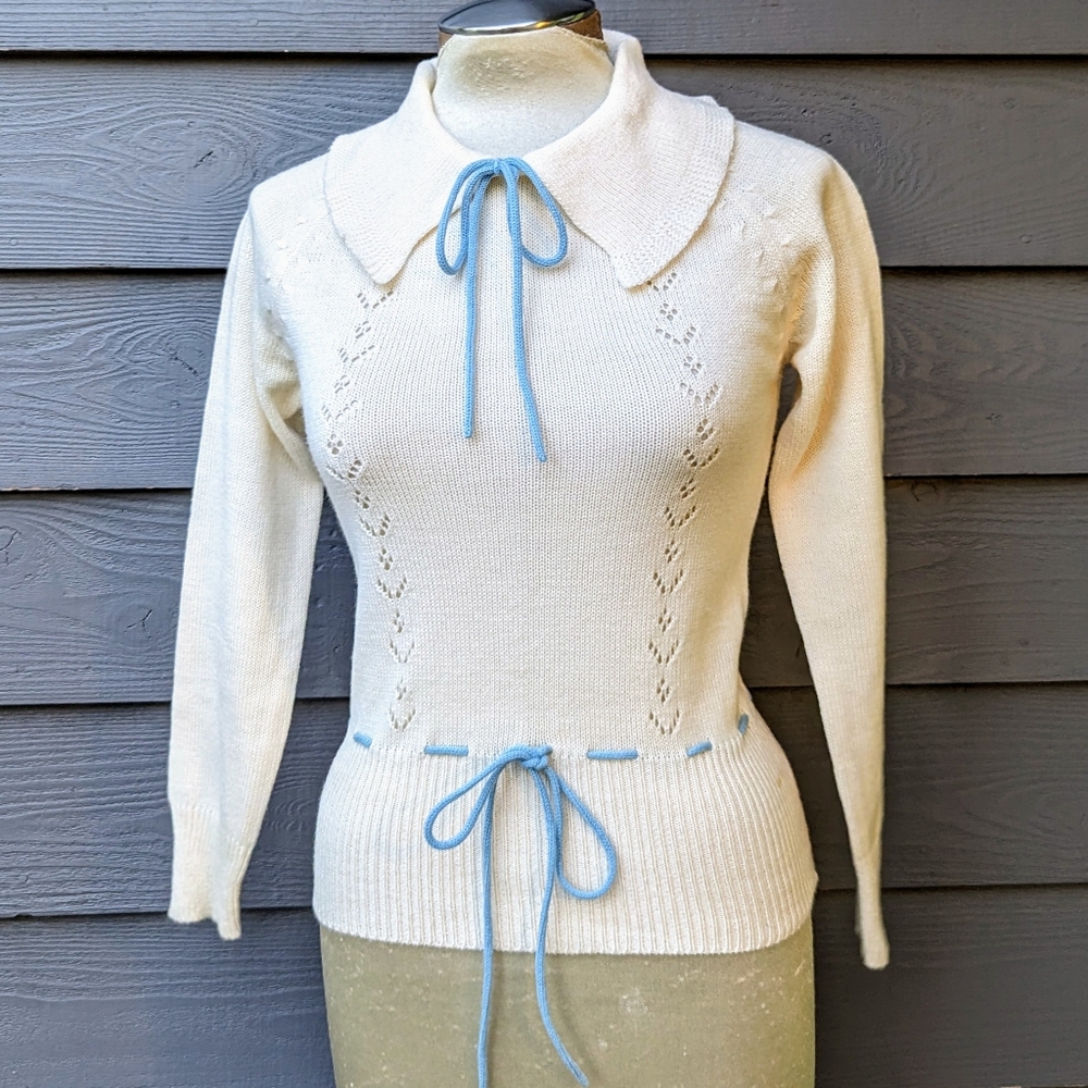 sweet vintage COLLARED SWEATER cottagecore XS